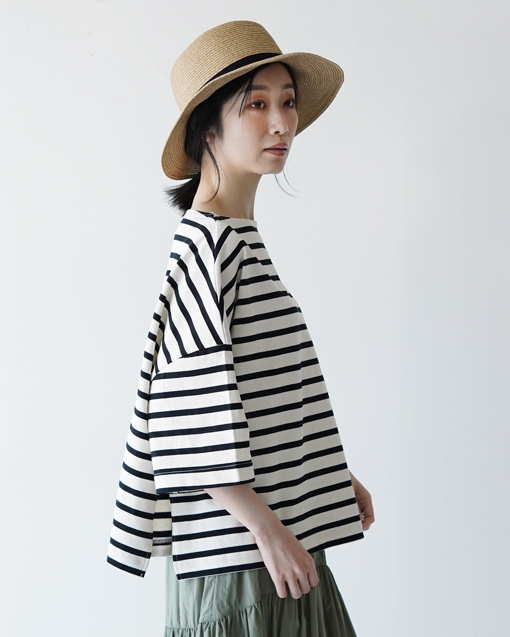 NARU ナル デラヴェボーダー ワイドシャツ ボートネック 5分袖 7分袖 Tシャツ カットソー 644220 0519【クーポン対象外】