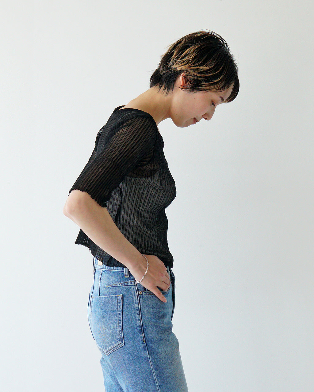 【アウトレット!30%OFF】NEPLA. ネプラ 2WAY シアーリブニット カーディガン 2WAY CARDIGAN SHEER RIB KNIT 5分袖 レイヤード OK035-5S【送料無料】