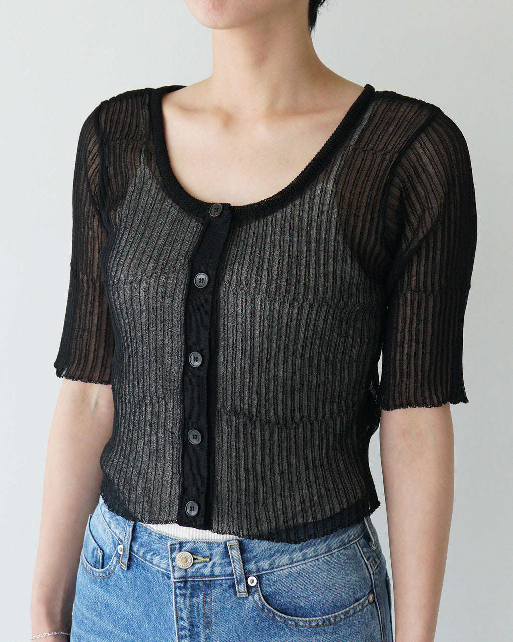 【アウトレット!30%OFF】NEPLA. ネプラ 2WAY シアーリブニット カーディガン 2WAY CARDIGAN SHEER RIB KNIT 5分袖 レイヤード OK035-5S【送料無料】
