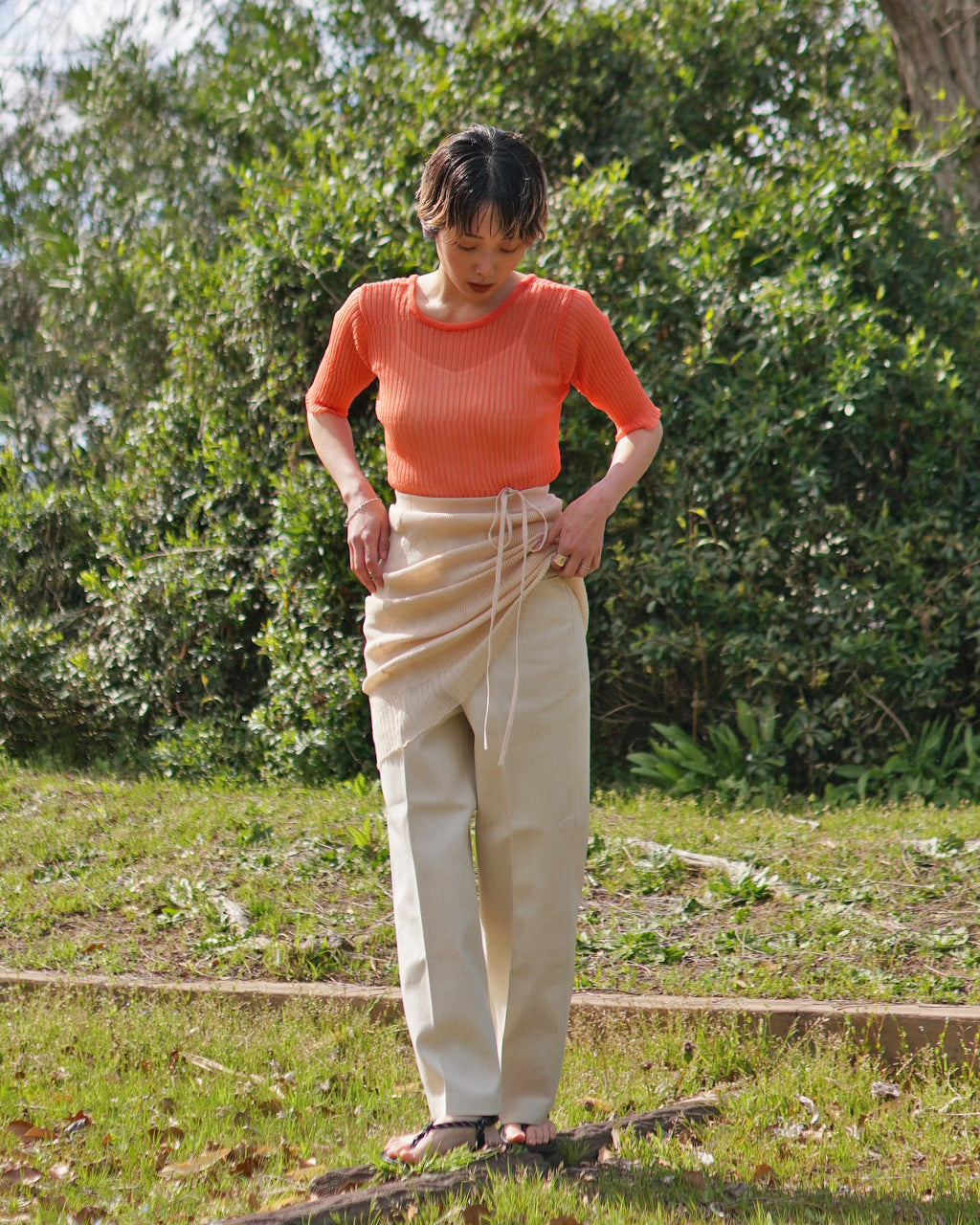 【アウトレット!30%OFF】NEPLA. ネプラ 2WAY シアーリブニット カーディガン 2WAY CARDIGAN SHEER RIB KNIT 5分袖 レイヤード OK035-5S【送料無料】