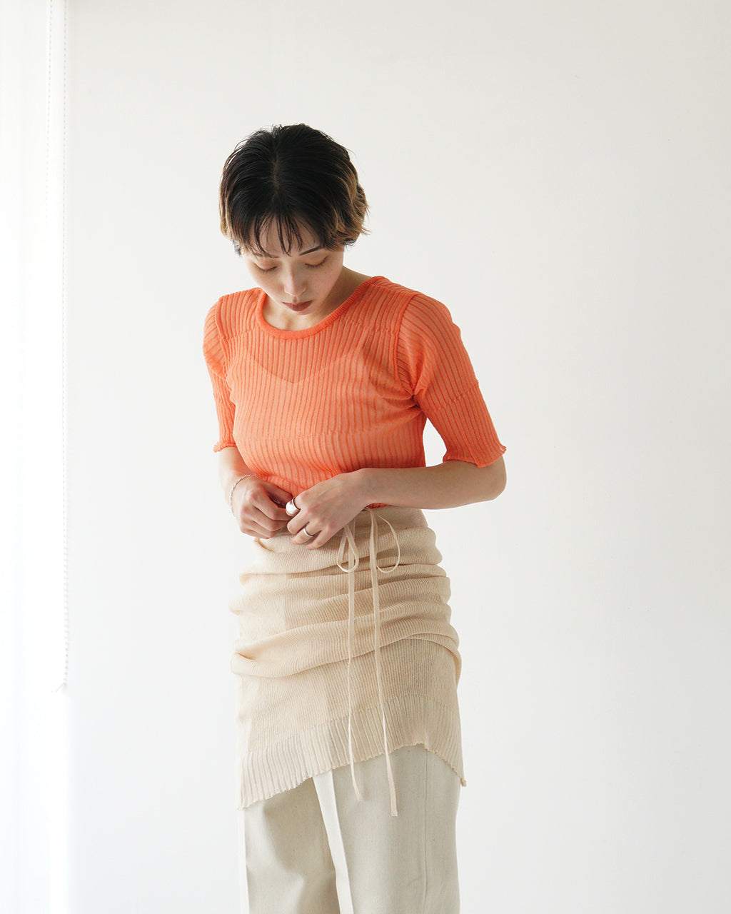 【アウトレット!30%OFF】NEPLA. ネプラ 2WAY シアーリブニット カーディガン 2WAY CARDIGAN SHEER RIB KNIT 5分袖 レイヤード OK035-5S【送料無料】