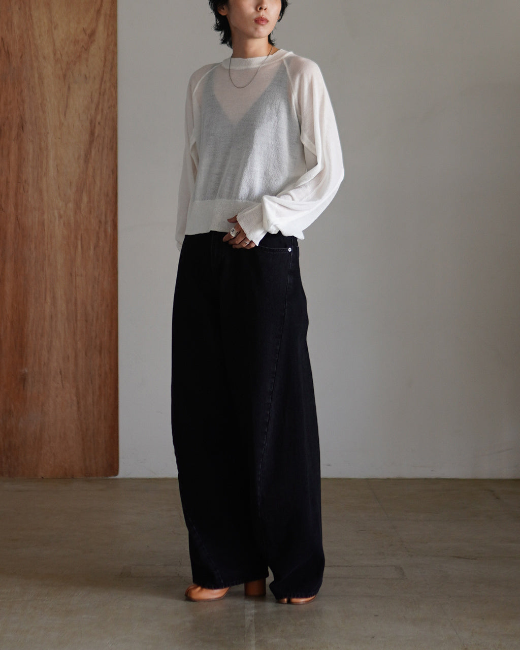 PLEAT P/O SHEER KNIT OK043-5A