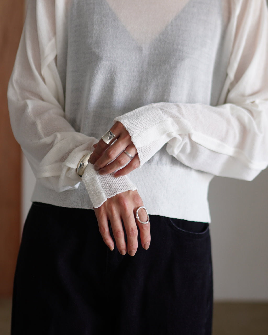 PLEAT P/O SHEER KNIT OK043-5A