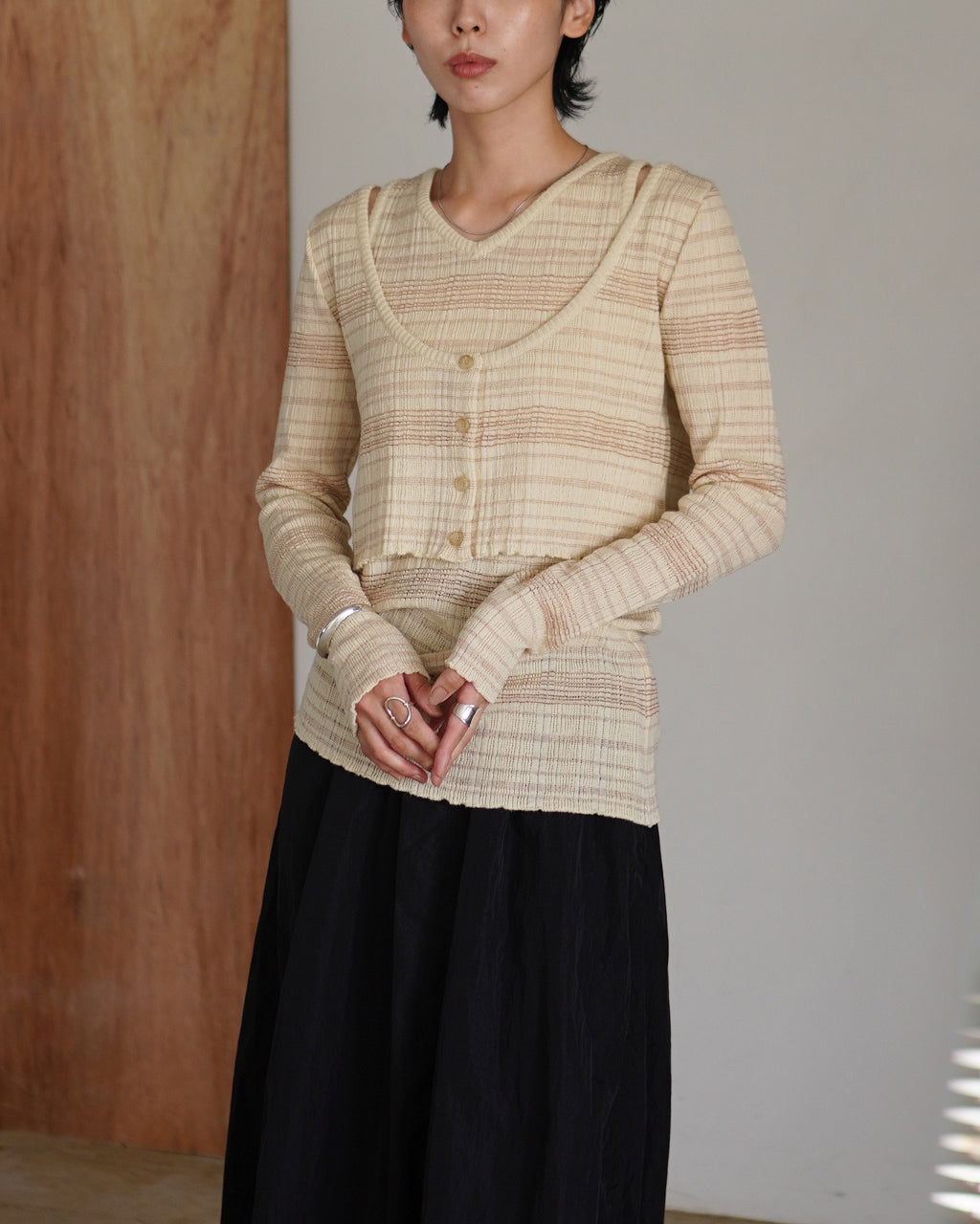 ENSEMBLE GLENCHECK BORDER KNIT OK046-5A