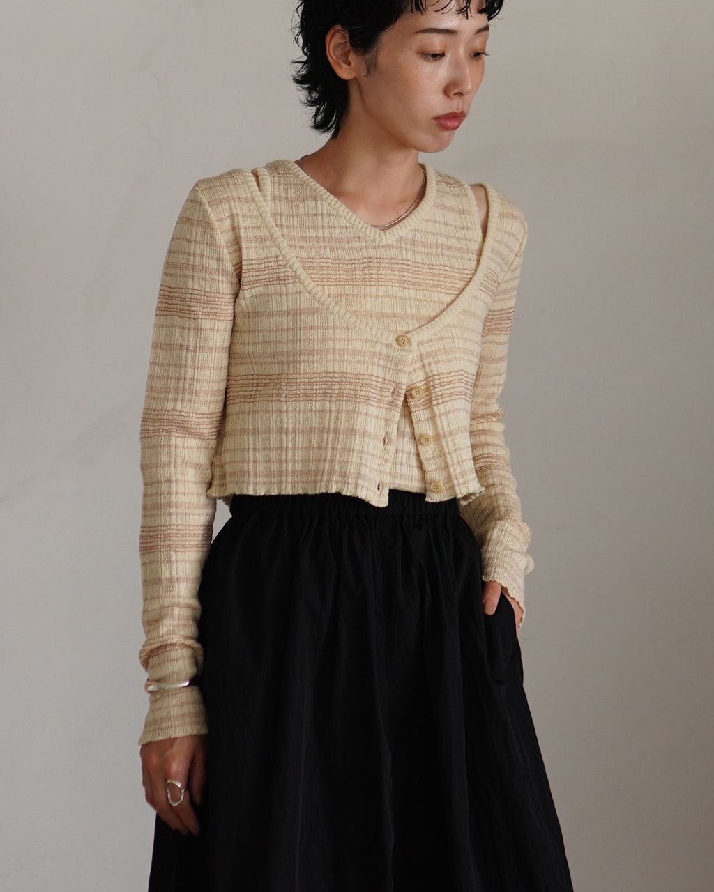 ENSEMBLE GLENCHECK BORDER KNIT OK046-5A