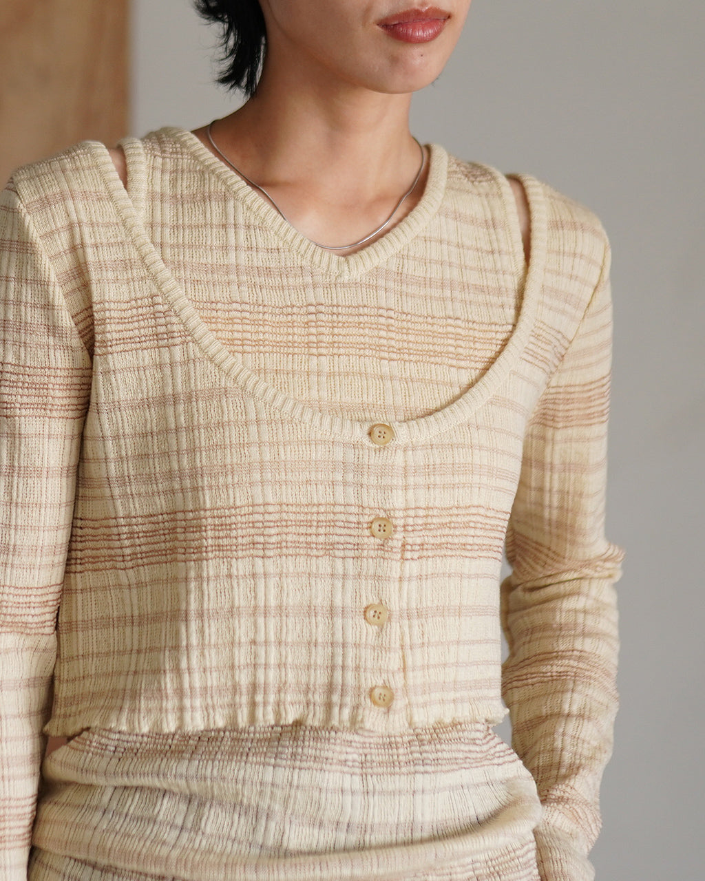 ENSEMBLE GLENCHECK BORDER KNIT OK046-5A