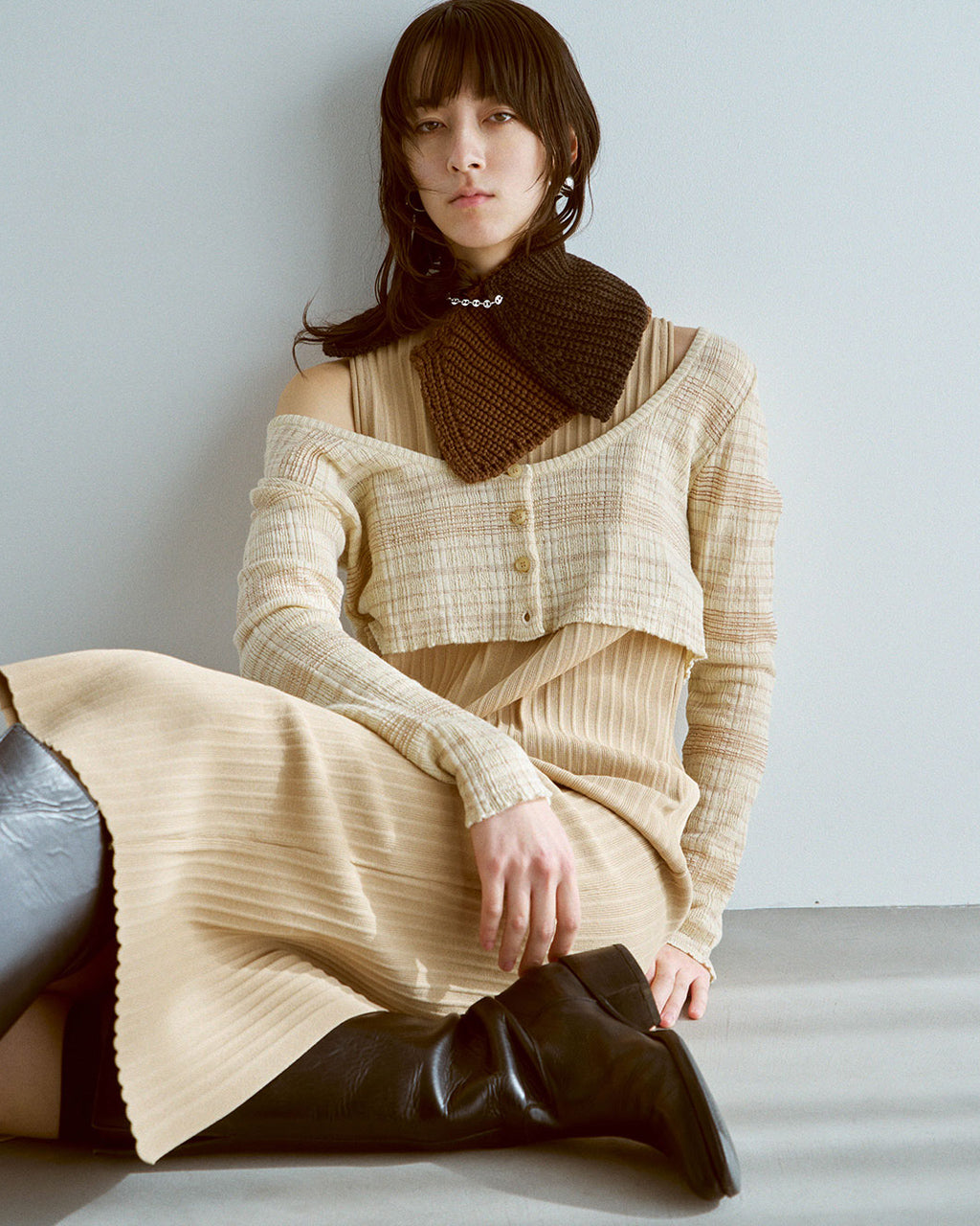 ENSEMBLE GLENCHECK BORDER KNIT OK046-5A