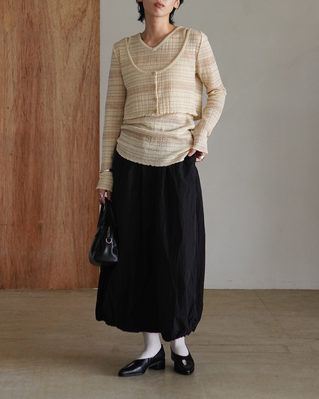 ENSEMBLE GLENCHECK BORDER KNIT OK046-5A