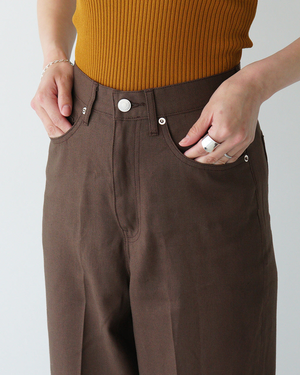 【SALE!40%OFF】ワイドパンツ ブラウン WIDE PANTS BROWN ボトムス フルレングス コットン ストレート スラックス トラウザーズ WOWID-5S BROWN