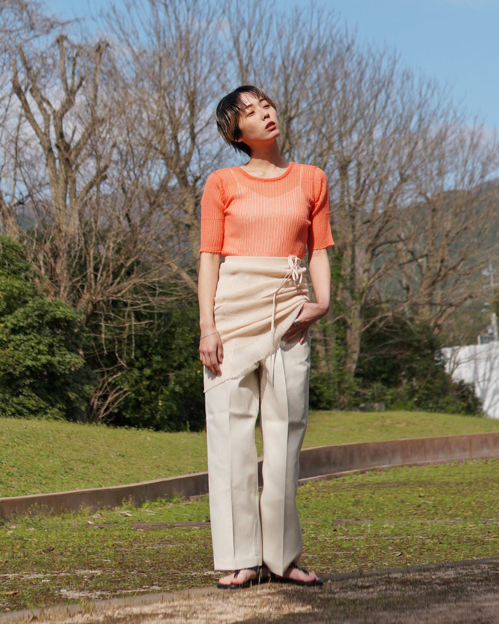 |outlet|WIDE PANTS CREAM WOWID-5S