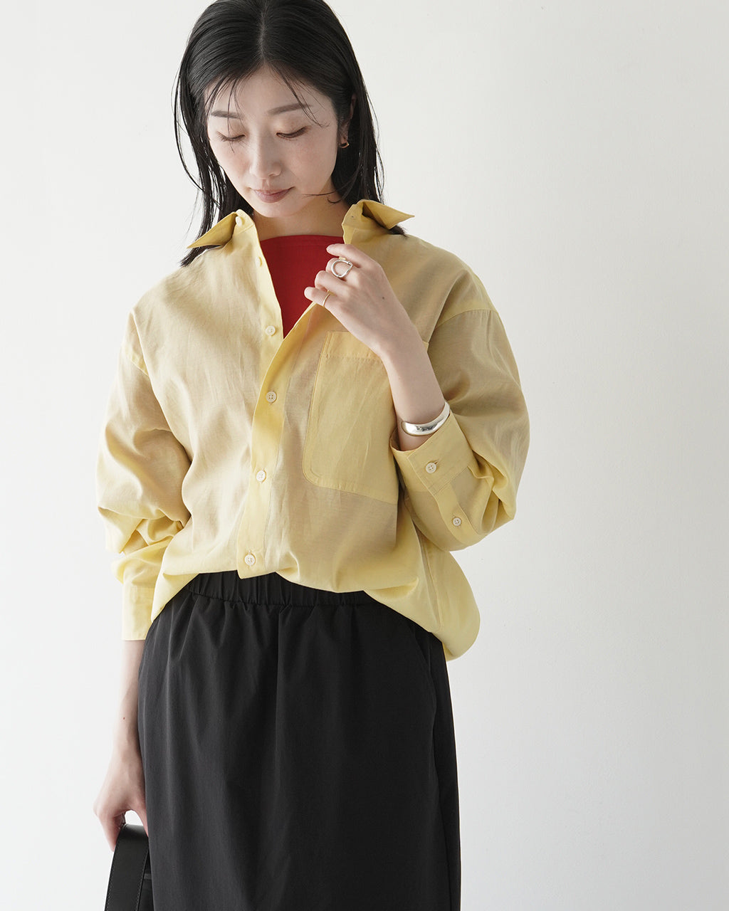 【アウトレット!30%OFF】nicholson&nicholson ニコルソン アンド ニコルソン レギュラーカラーシャツ CLEA-SILK 長袖 ブラウス コットン シルク カシュクール 2WAY シャンブレー リラックスフィット レイヤード 日本製【送料無料】