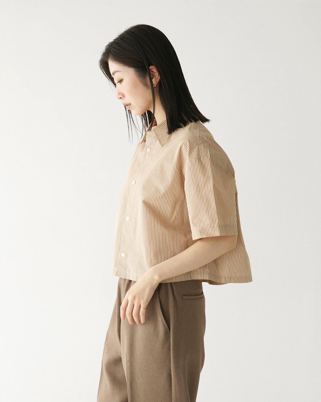 【SALE!40%OFF】ショート丈 半袖 ボタンシャツ ODETTE-Ws ドライタッチ レイヤード シャツ ショート丈
