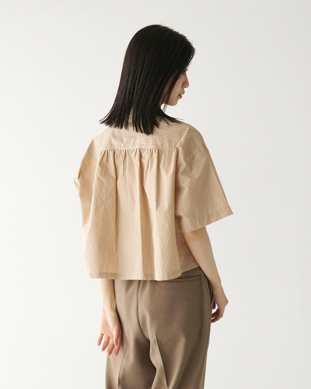 【SALE!40%OFF】ショート丈 半袖 ボタンシャツ ODETTE-Ws ドライタッチ レイヤード シャツ ショート丈