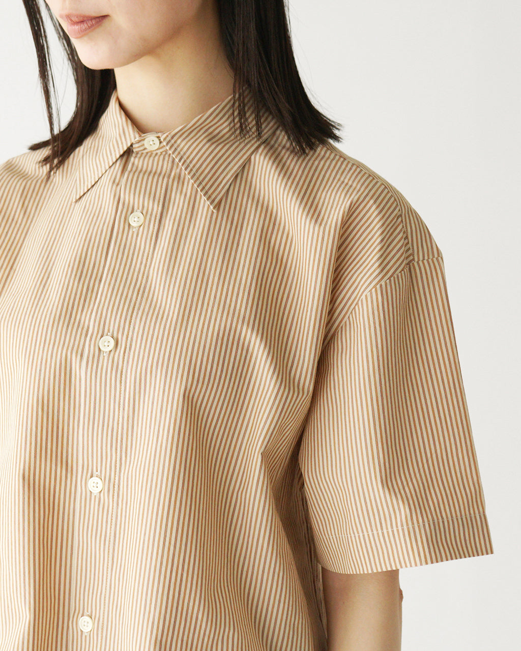 【SALE!40%OFF】ショート丈 半袖 ボタンシャツ ODETTE-Ws ドライタッチ レイヤード シャツ ショート丈