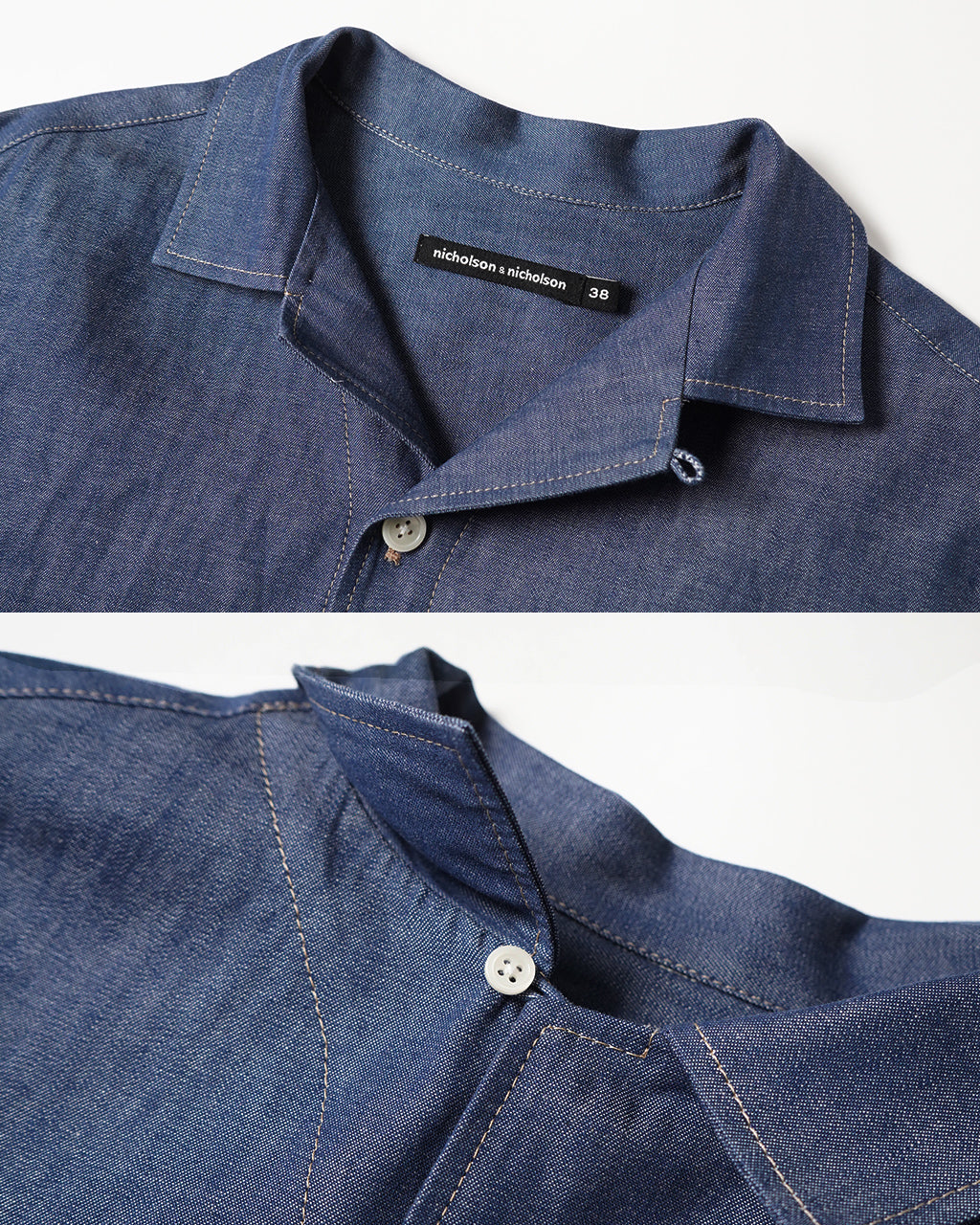【SALE!30%OFF】オープンカラー シャツ ROMA-DENIM 半袖 ショート丈 ライトオンス デニム 岡山デニム 羽織 日本製