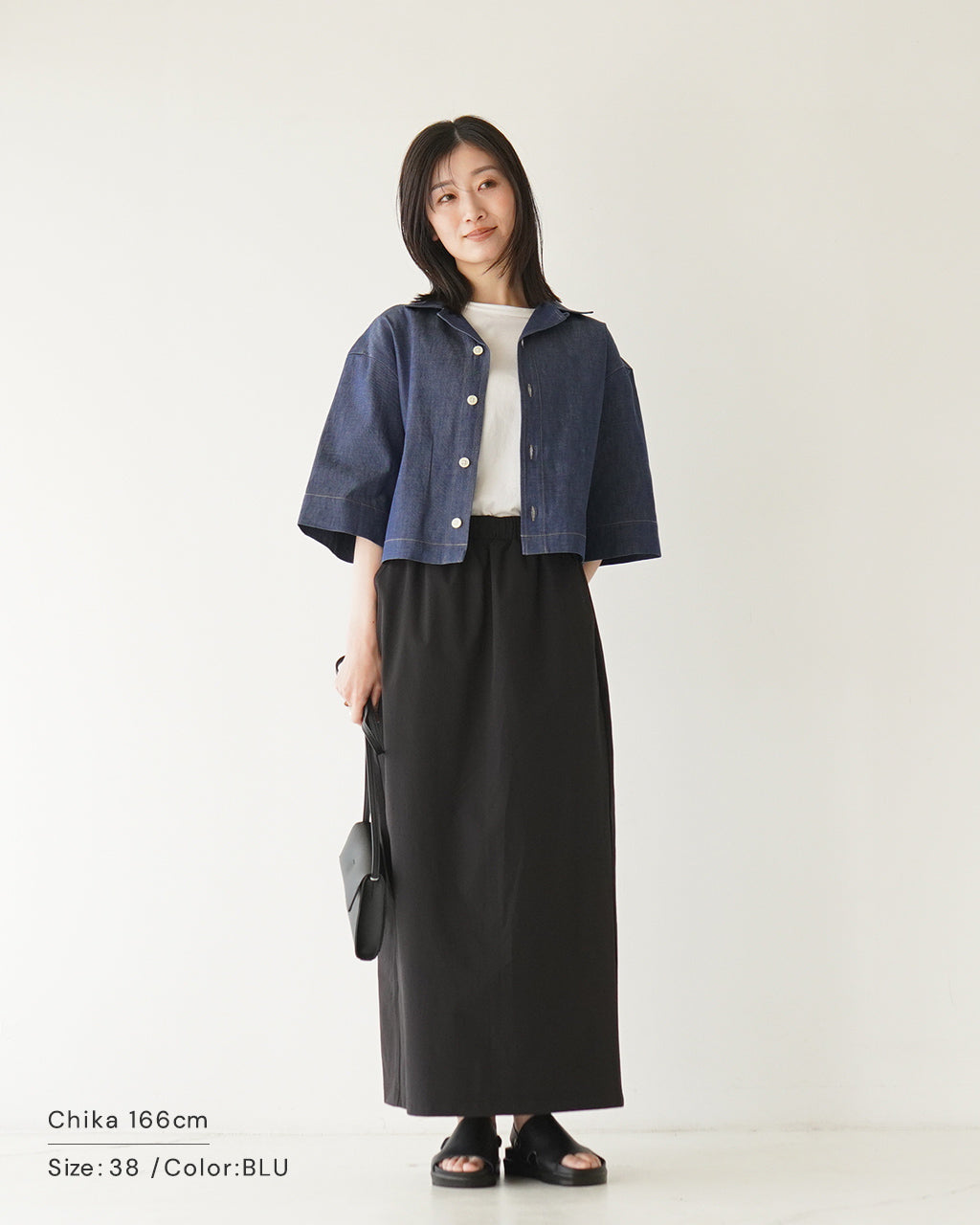 【SALE!30%OFF】オープンカラー シャツ ROMA-DENIM 半袖 ショート丈 ライトオンス デニム 岡山デニム 羽織 日本製