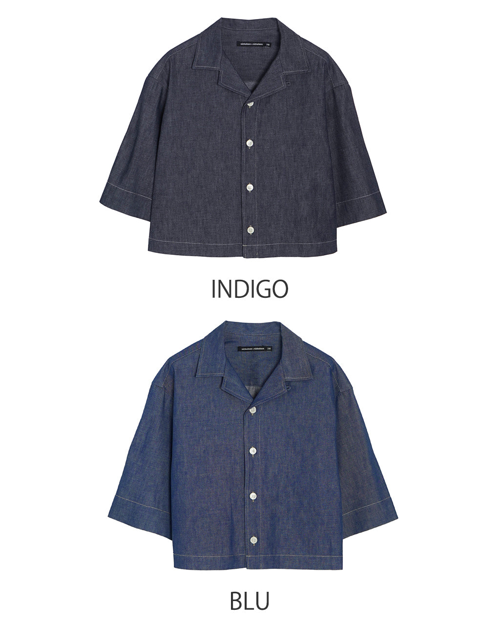 【SALE!30%OFF】オープンカラー シャツ ROMA-DENIM 半袖 ショート丈 ライトオンス デニム 岡山デニム 羽織 日本製