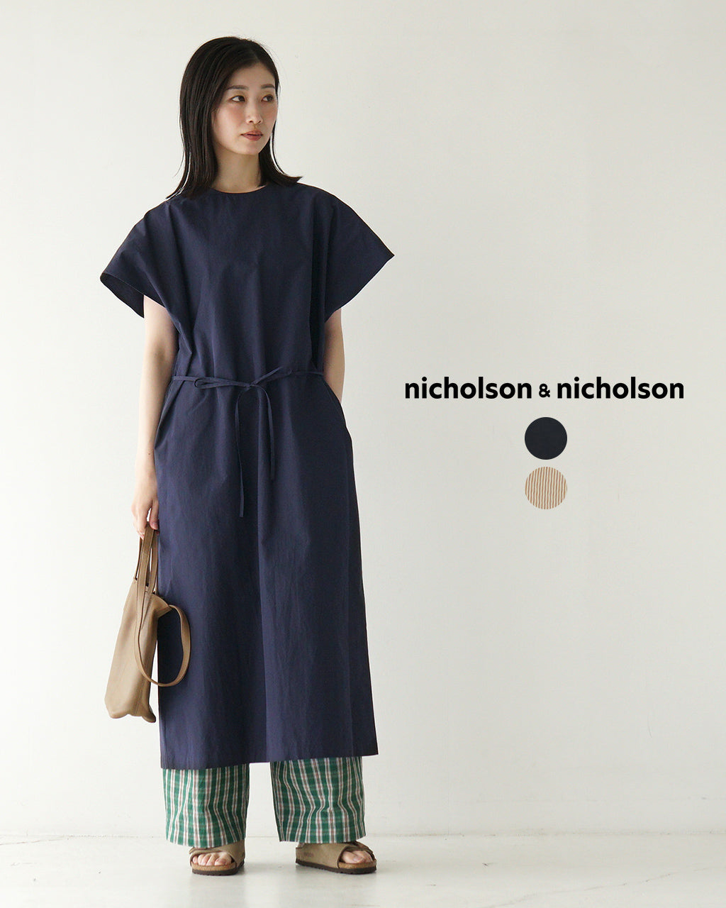 nicholson&nicholson ニコルソン アンド ニコルソン ワンピース クルーネック フレンチスリーブ OP MEG-W【送料無料】