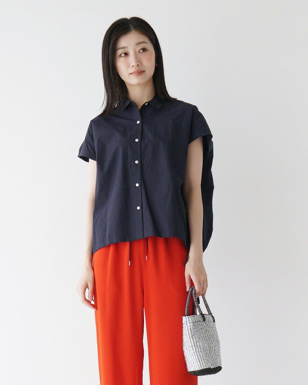 \早得24時間限定ポイント10倍/nicholson&nicholson ニコルソン アンド ニコルソン フレンチスリーブシャツ TENDER-W バックギャザー ブラウス 日本製 【送料無料】
