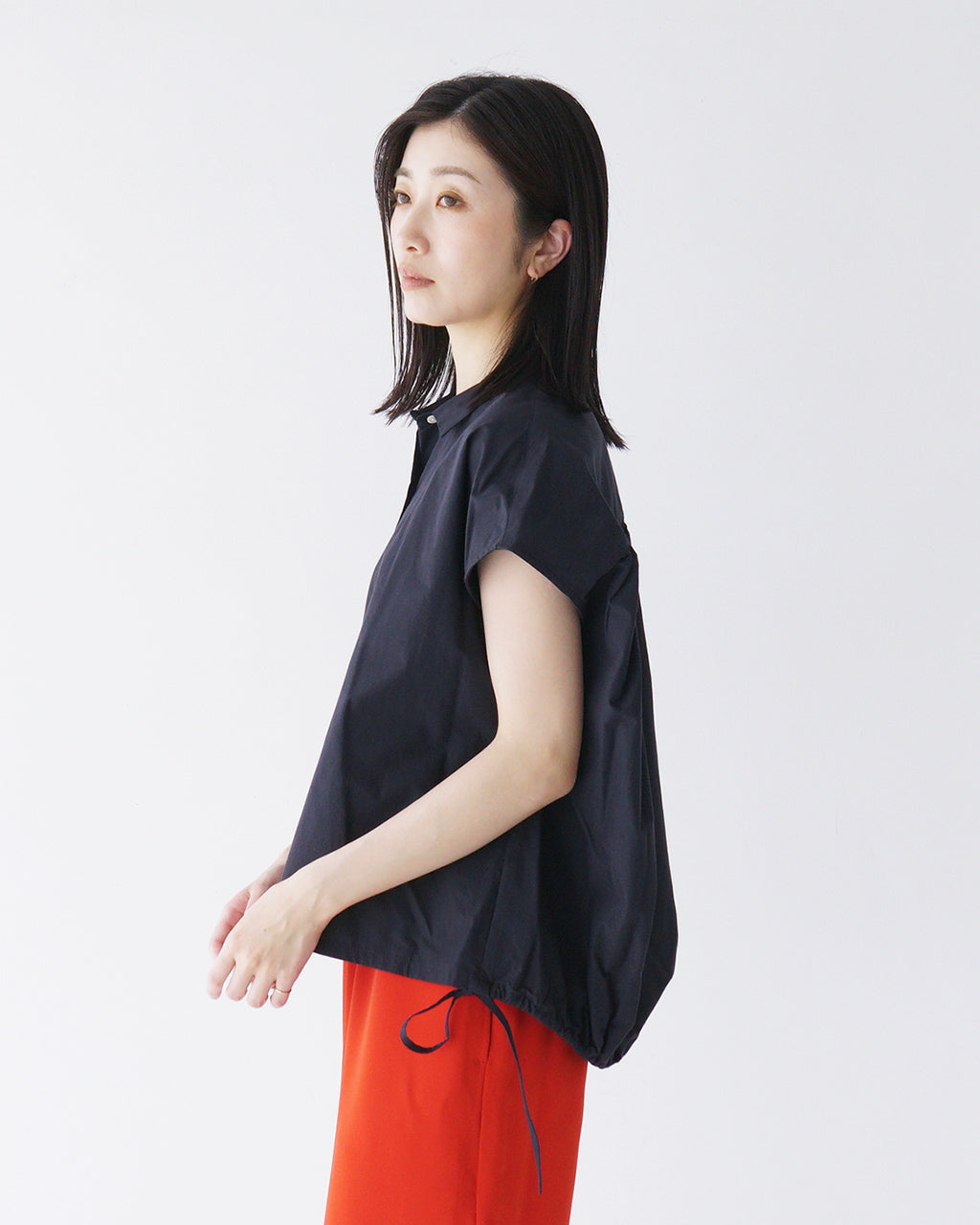 【SALE!30%OFF】フレンチスリーブシャツ TENDER-W バックギャザー ブラウス 日本製