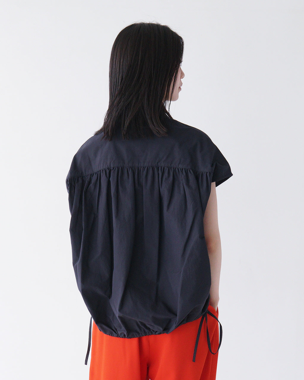 【SALE!30%OFF】フレンチスリーブシャツ TENDER-W バックギャザー ブラウス 日本製