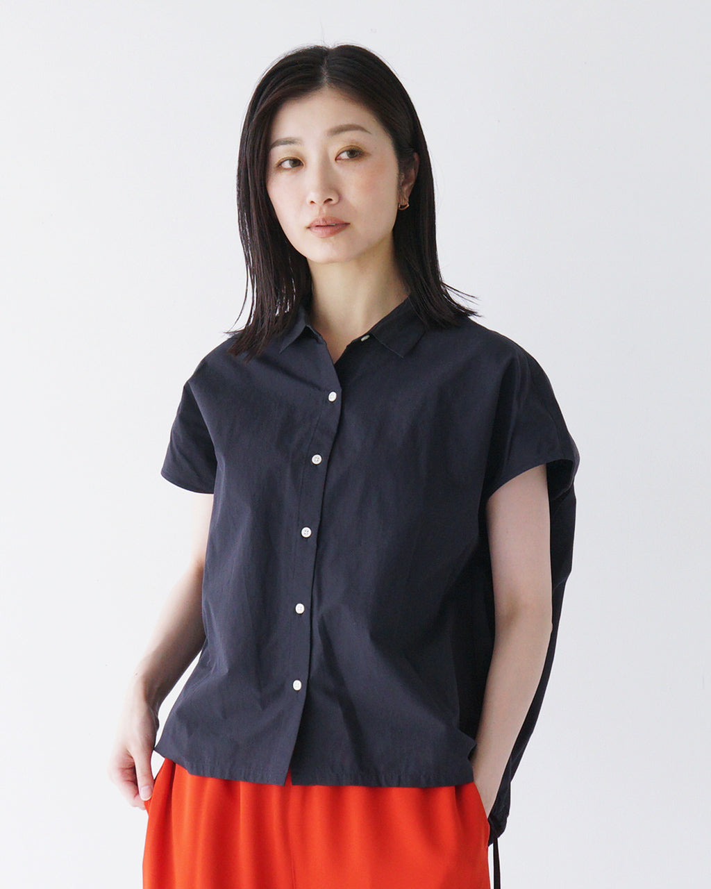 【SALE!30%OFF】フレンチスリーブシャツ TENDER-W バックギャザー ブラウス 日本製
