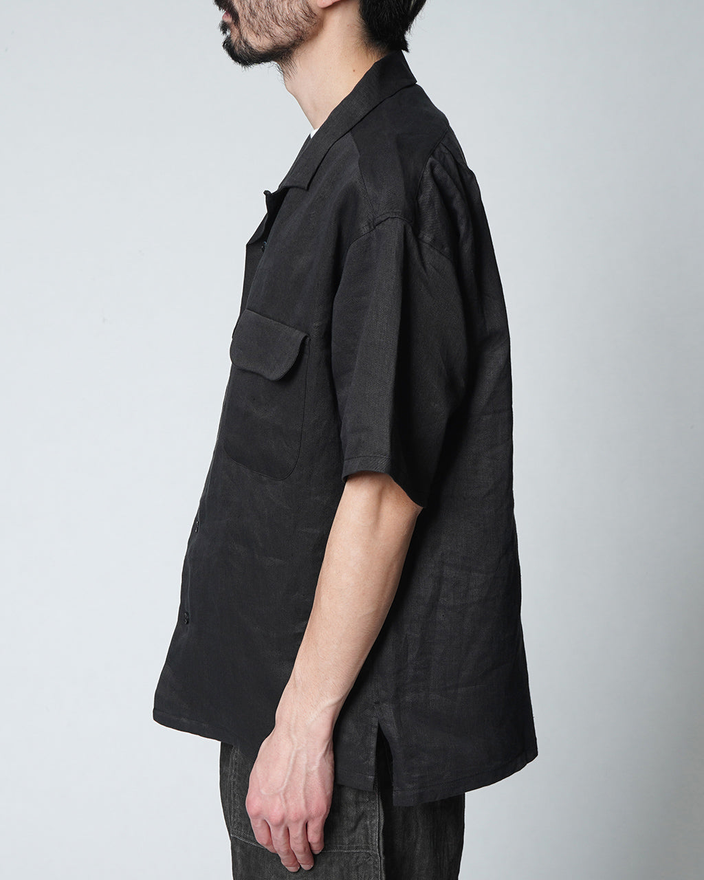 【アウトレット!20%OFF】Nigel Cabourn ナイジェル・ケーボン オープンカラー シャツ リネンツイル OPEN COLLAR SHIRT LINEN TWILL フラップポケット 半袖 シャツ 80480011005 【送料無料】