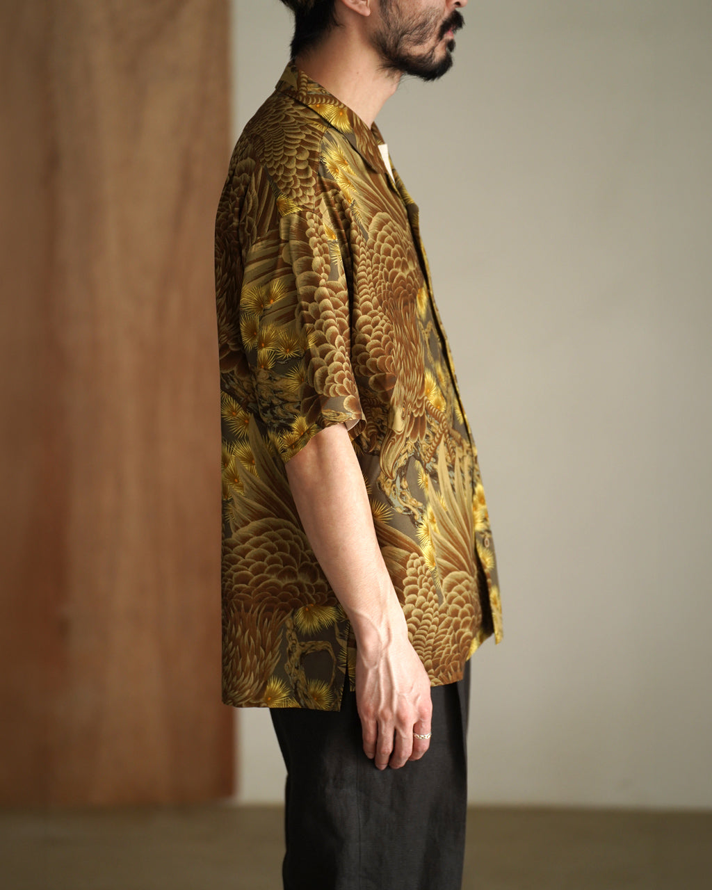 Nigel Cabourn ナイジェル・ケーボン ALOHA SHIRT EAGLE アロハシャツイーグル 鷲 ワシ 鳥 松 | Crouka(クローカ)