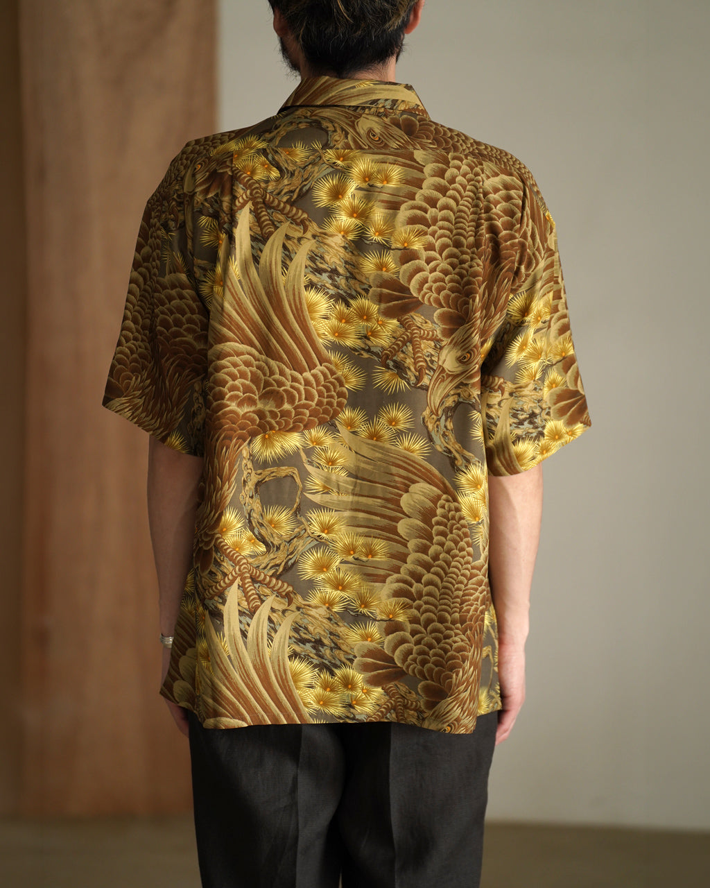 Nigel Cabourn ナイジェル・ケーボン ALOHA SHIRT EAGLE アロハシャツイーグル 鷲 ワシ 鳥 松 | Crouka(クローカ)
