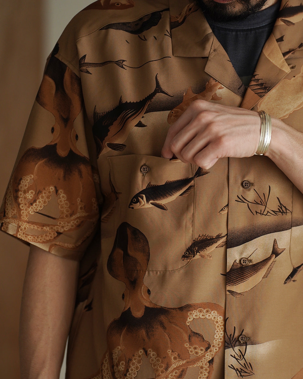 Nigel Cabourn ナイジェル・ケーボン ALOHA SHIRT GYOGUN アロハシャツ ギョグン 魚群 | Crouka(クローカ)