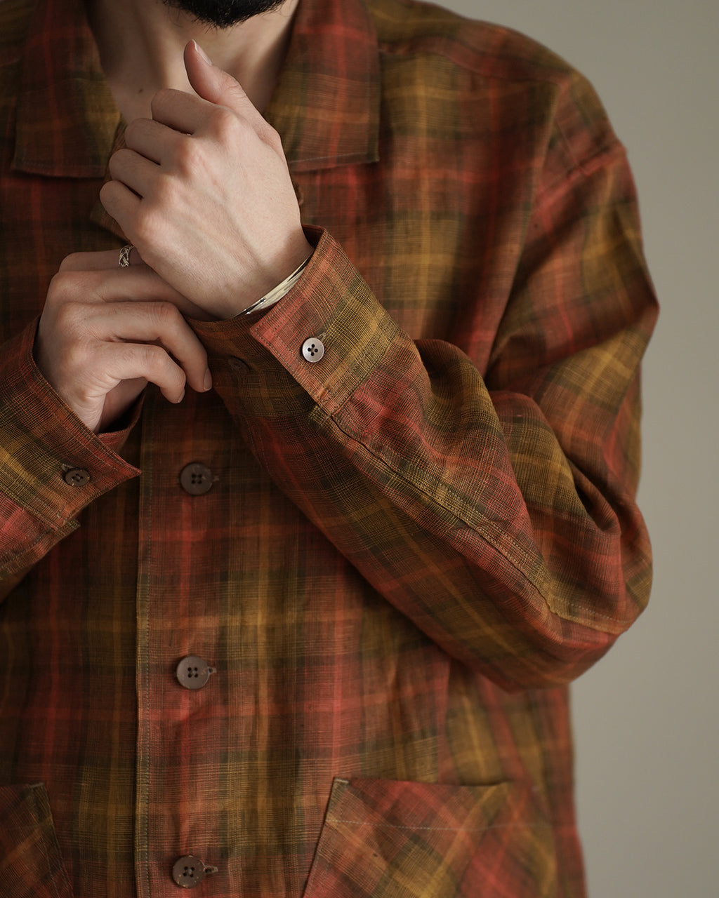 Nigel Cabourn FRENCH CHORE JACKET HEMP CHECK フレンチ チョアジャケット ヘンプ チェック|Crouka(クローカ)