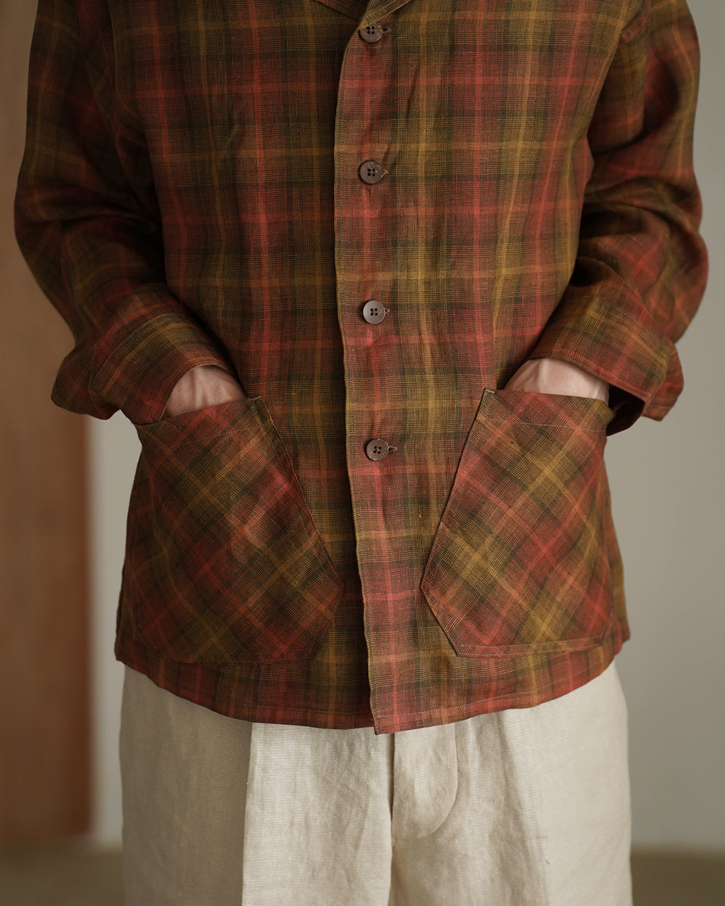 Nigel Cabourn FRENCH CHORE JACKET HEMP CHECK フレンチ チョアジャケット ヘンプ チェック|Crouka(クローカ)