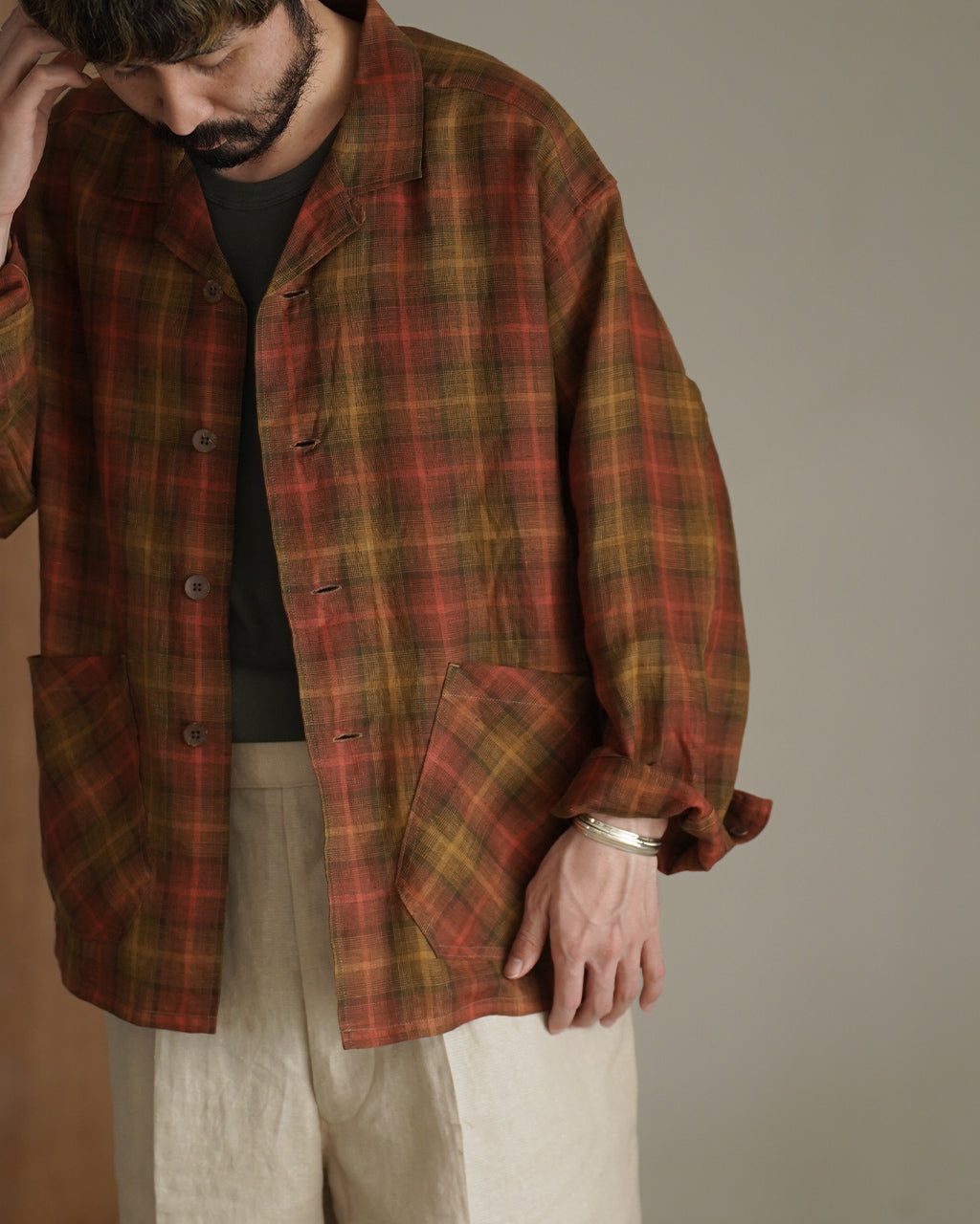 Nigel Cabourn FRENCH CHORE JACKET HEMP CHECK フレンチ チョアジャケット ヘンプ チェック|Crouka(クローカ)