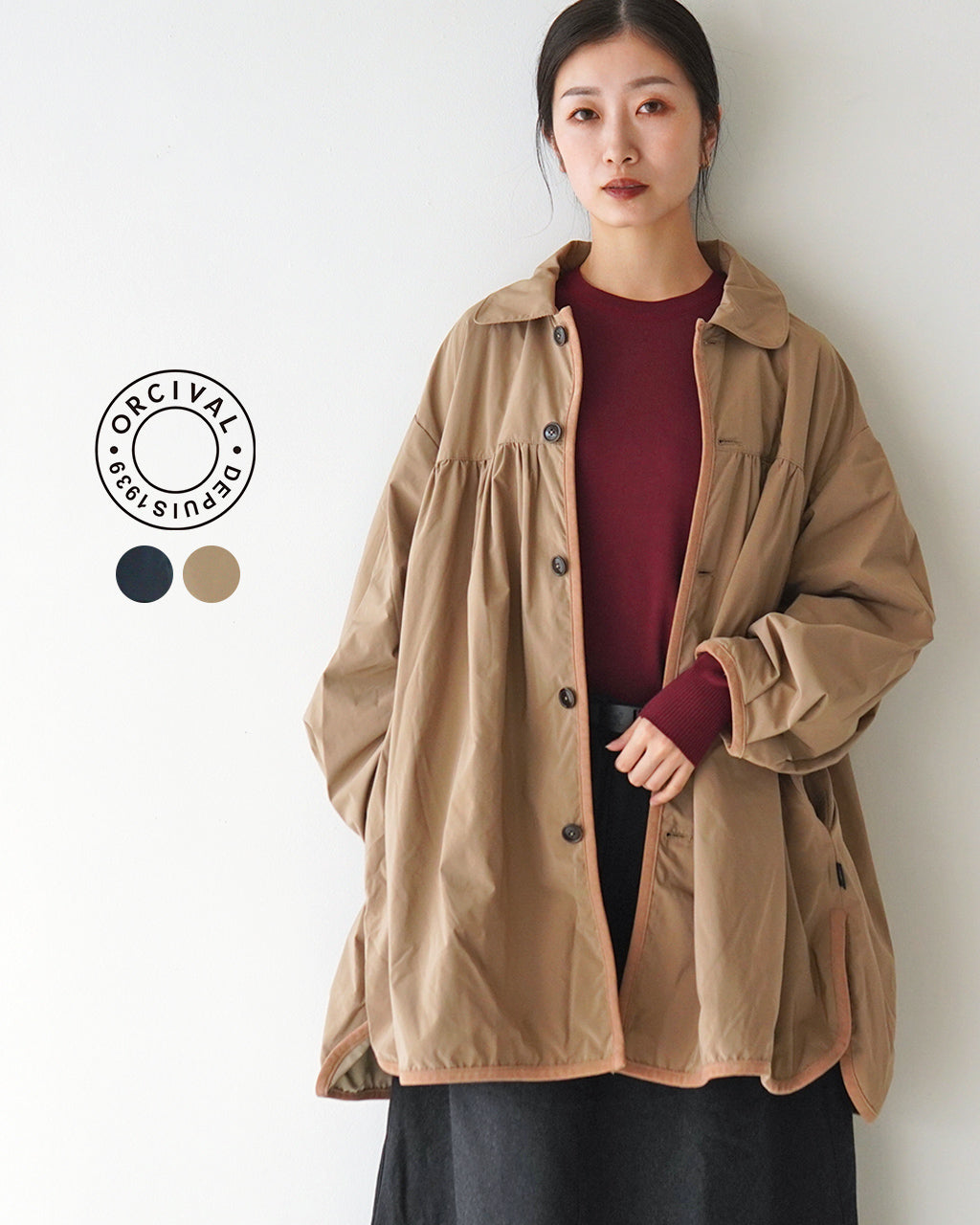 ORCIVAL オーシバル コート ギャザード GATHERED COAT OR-A0577 KTM【送料無料】