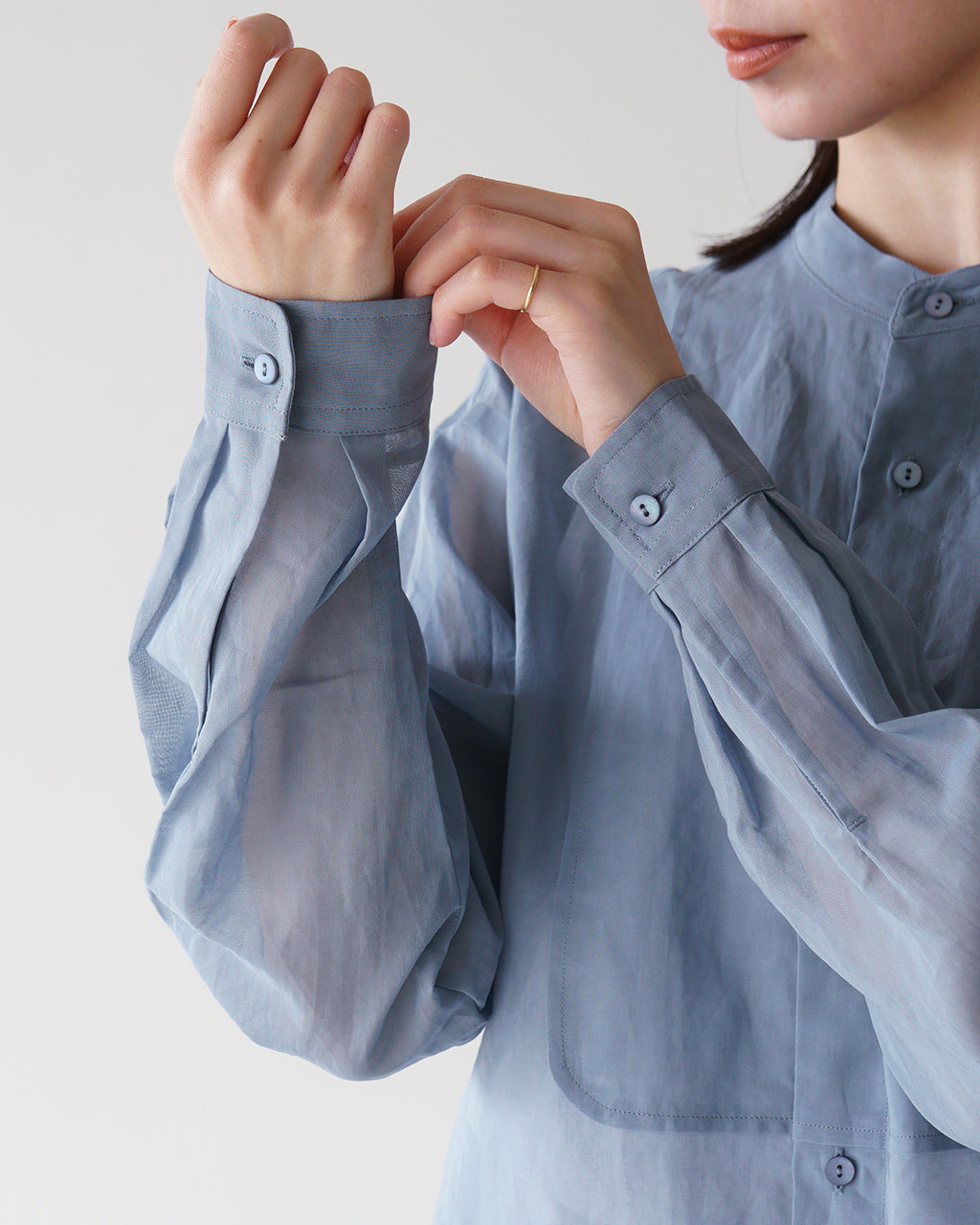 ORCIVAL オーシバル シアー バンド カラー シャツ Cotton Voile Band Collar Shirt ブザムシャツ 長袖 透け感 コットンボイル OR-B0270 VOM【送料無料】