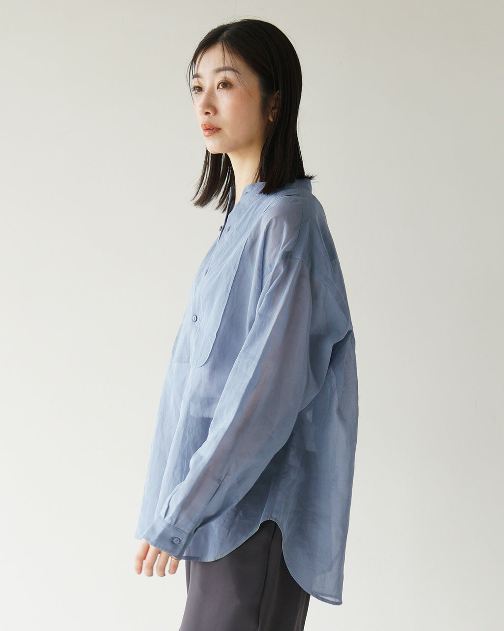 ORCIVAL オーシバル シアー バンド カラー シャツ Cotton Voile Band Collar Shirt ブザムシャツ 長袖 透け感 コットンボイル OR-B0270 VOM【送料無料】