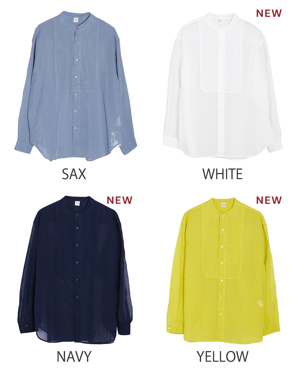 ORCIVAL オーシバル シアー バンド カラー シャツ Cotton Voile Band Collar Shirt ブザムシャツ 長袖 透け感 コットンボイル OR-B0270 VOM【送料無料】