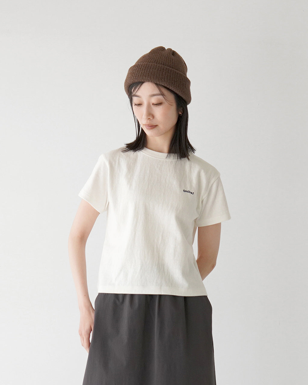 ORCIVAL オーシバル ショートスリーブ Tシャツ Uneven Jersey Embroidery T-shirt 半袖 クルーネック プルオーバー OR-C0418 MIT