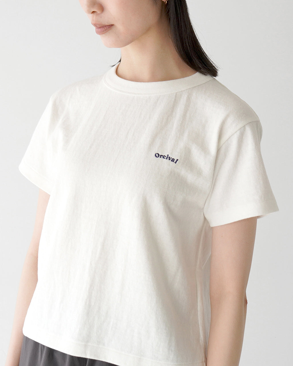 ORCIVAL オーシバル ショートスリーブ Tシャツ Uneven Jersey Embroidery T-shirt 半袖 クルーネック プルオーバー OR-C0418 MIT