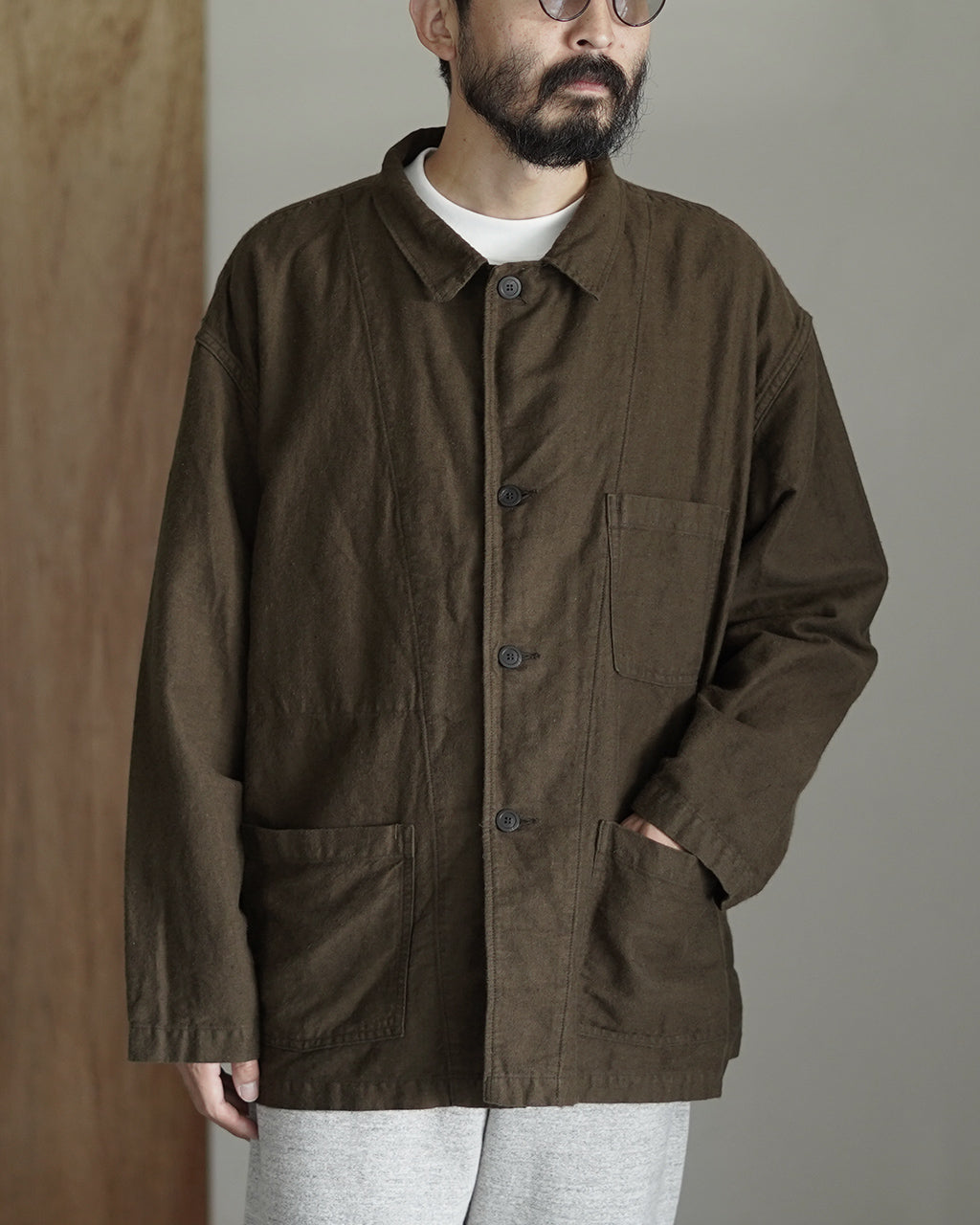 COTTON LINEN MOLESKIN RELAX FIT SIMPLE WORK JACKET 01-6061