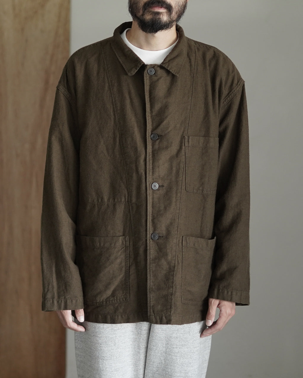 COTTON LINEN MOLESKIN RELAX FIT SIMPLE WORK JACKET 01-6061