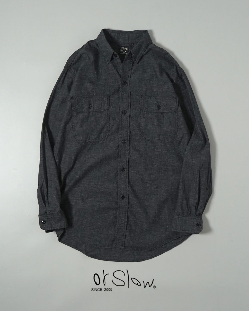 orSlow オアスロウ ブラック シャンブレー ワークシャツ BLACK CHAMBRAY WORK SHIRT 01-8064-61【送