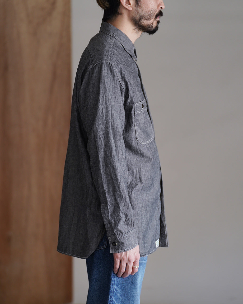 orSlow オアスロウ リラックスフィット ブラックシャンブレーワークシャツ | Crouka(クローカ)