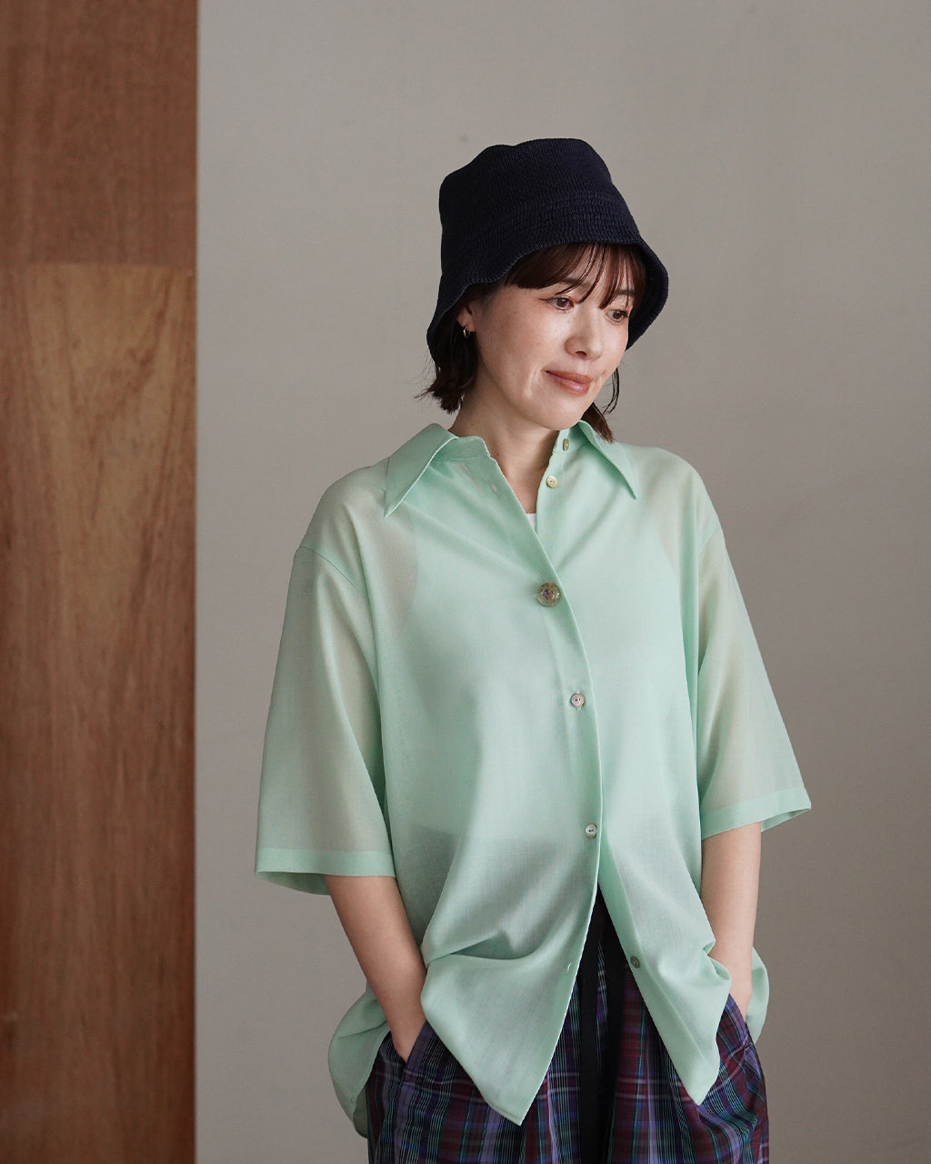High-twisted gauze shirt PO1S013