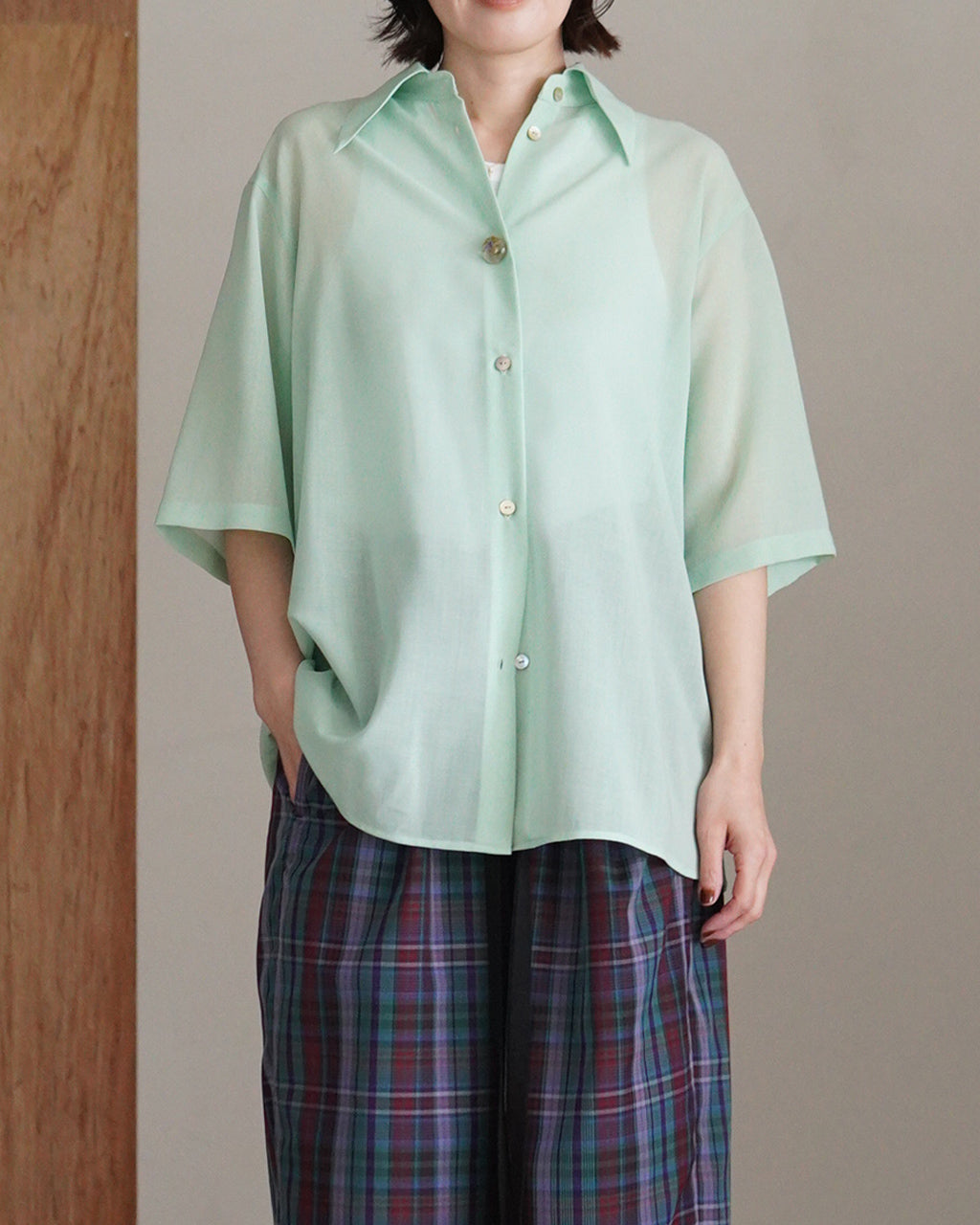 High-twisted gauze shirt PO1S013