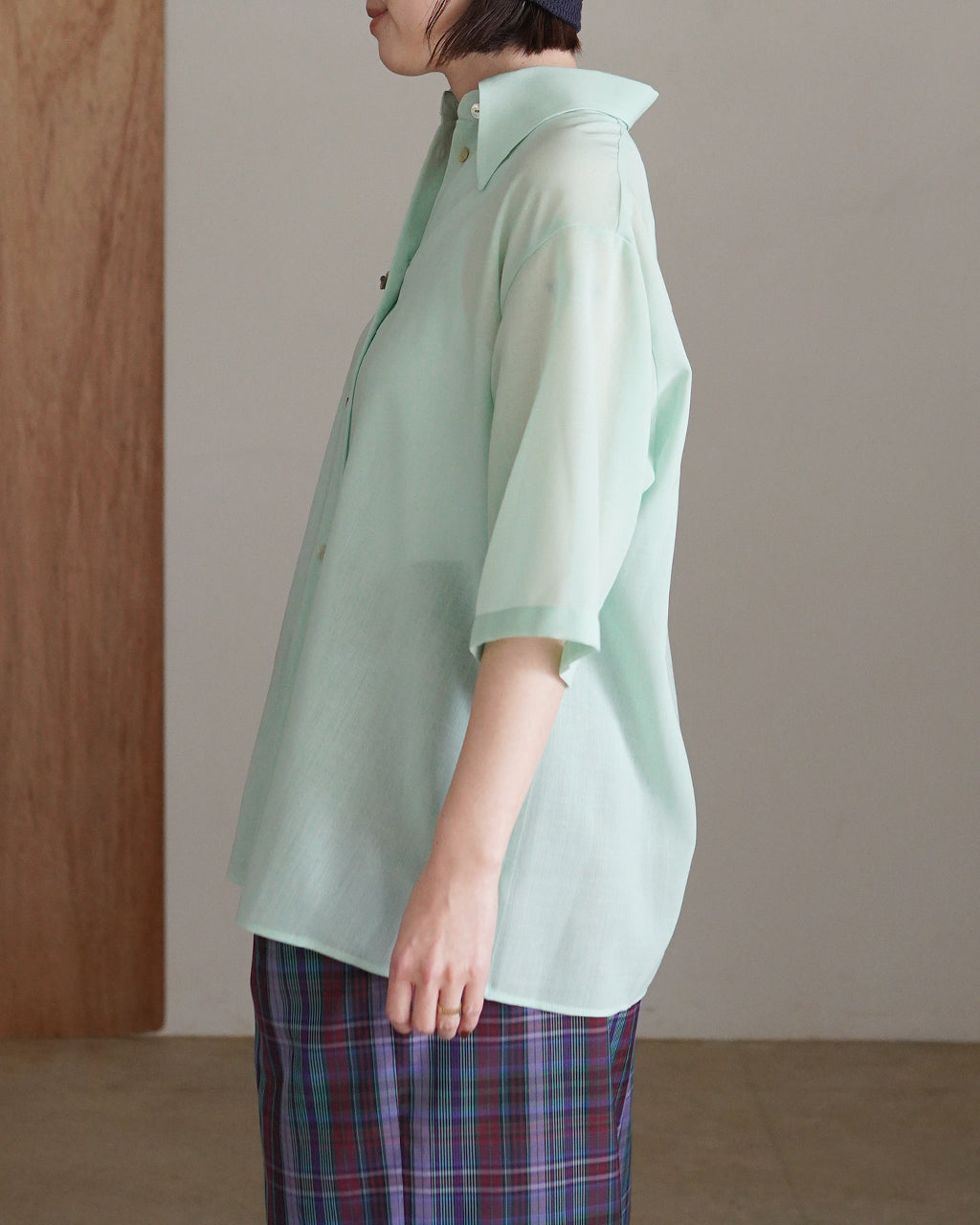 High-twisted gauze shirt PO1S013