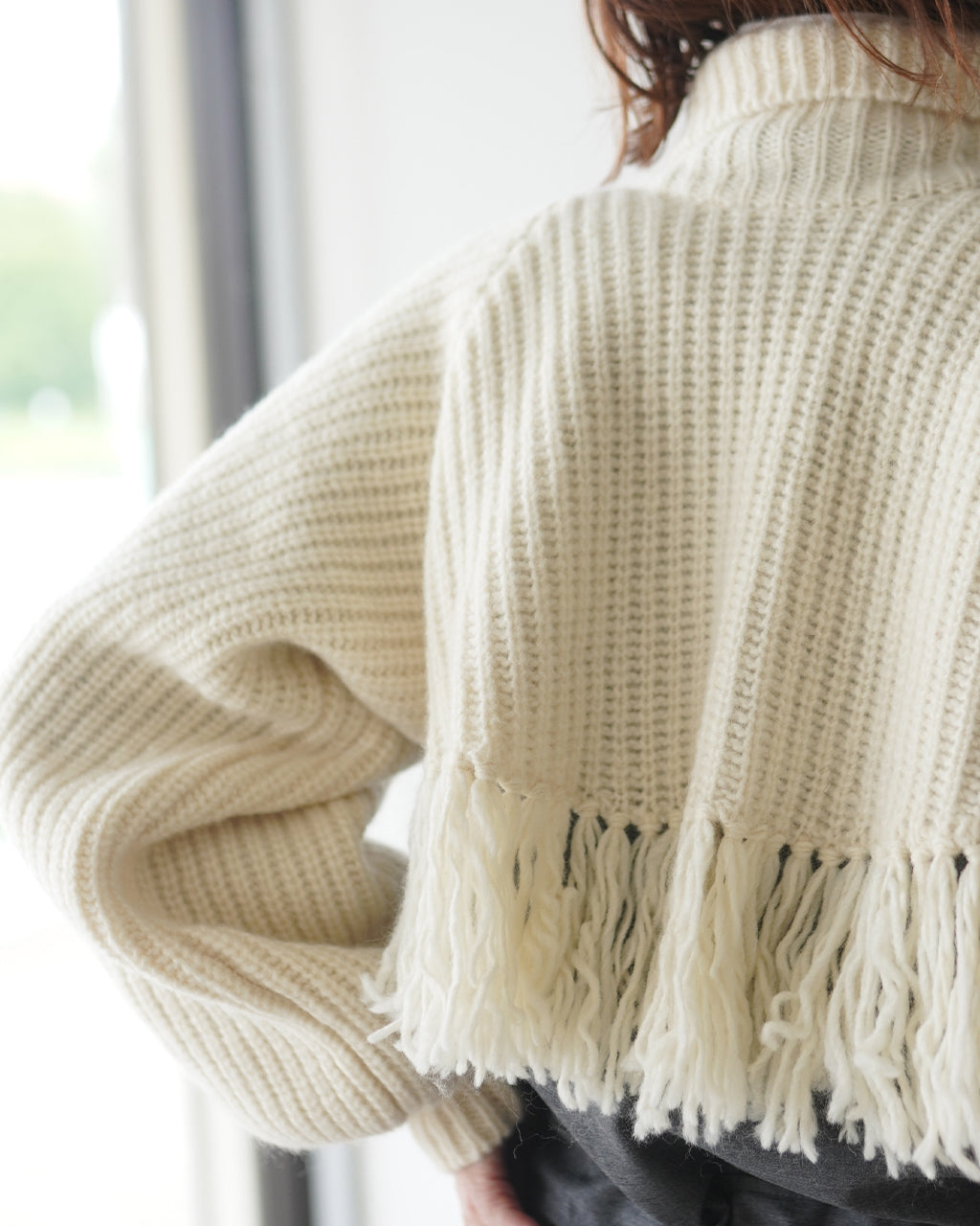 Wool Cotton Fringe Cardigan PO2T003