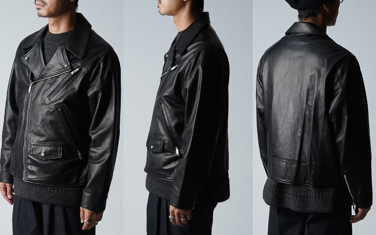 ピーシー レザー ライダース ジャケット PC RIDERS JACKET W/LOVE&PEACE SILVER レザー 牛革 23AWモデル PC-017-1962