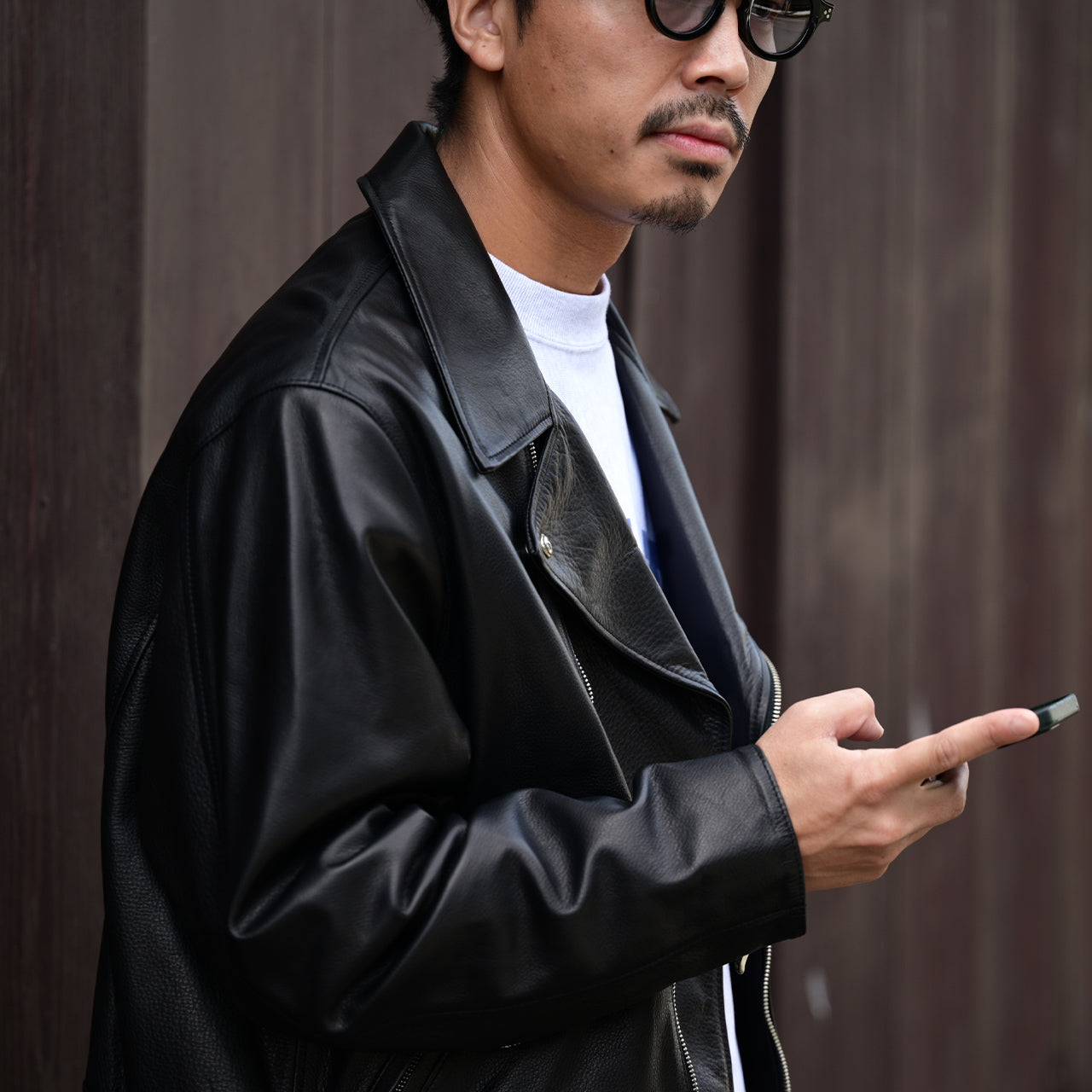 ピーシー レザー ライダース ジャケット PC RIDERS JACKET W/LOVE&PEACE SILVER レザー 牛革 23AWモデル PC-017-1962