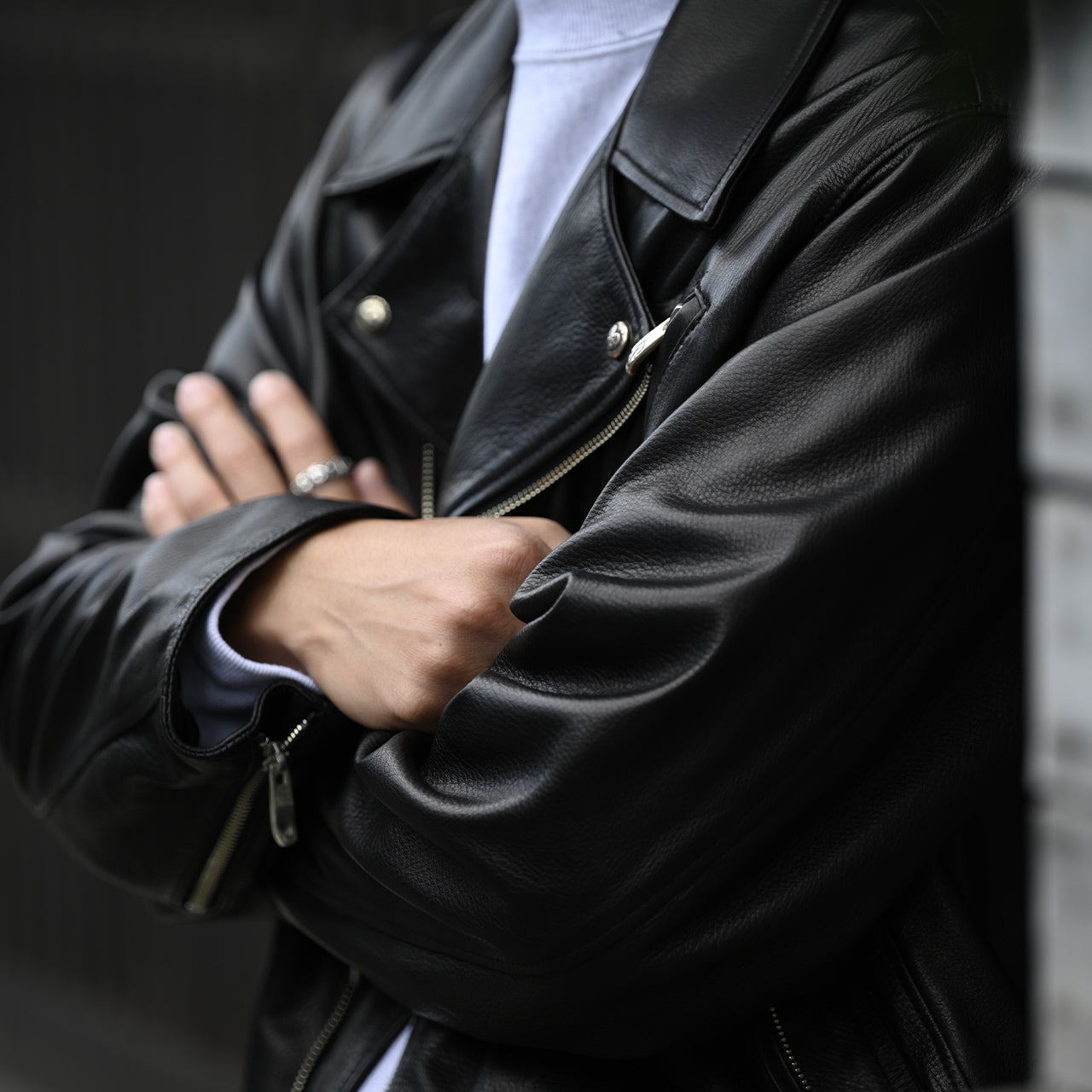 ピーシー レザー ライダース ジャケット PC RIDERS JACKET W/LOVE&PEACE SILVER レザー 牛革 23AWモデル PC-017-1962
